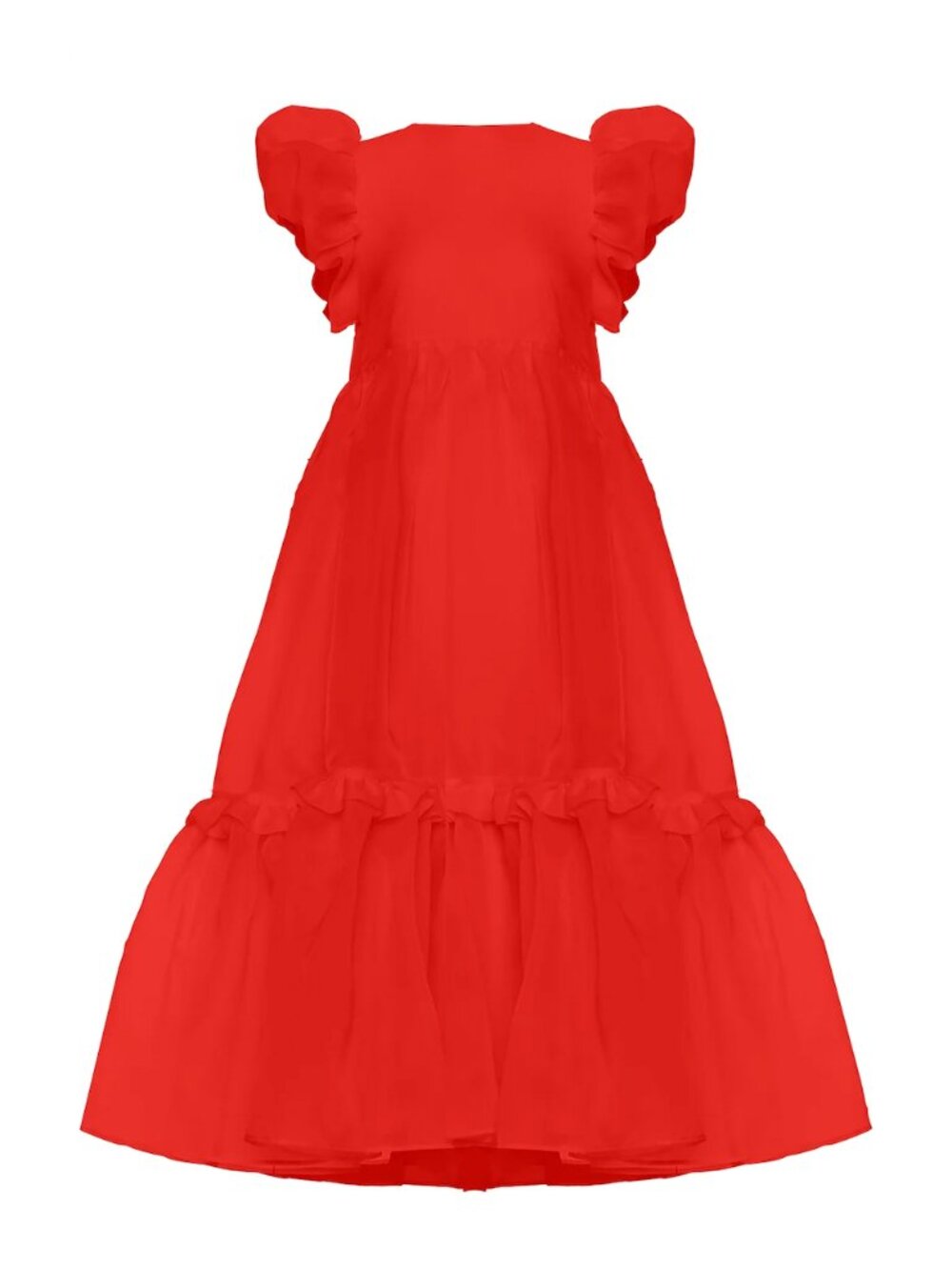 Selkie Red “Head In The Clouds” Puff Midi Dress - Size Small